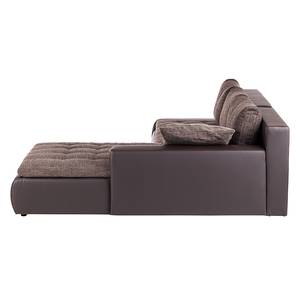 Ecksofa Grand Bahama mit Schlaffunktion / beidseitig montierbar Kunstleder / Strukturstoff - Braun