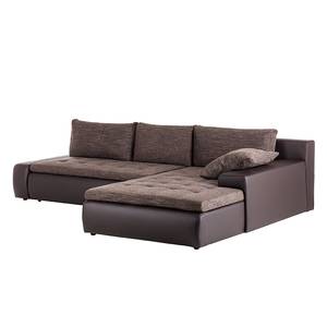 Ecksofa Grand Bahama mit Schlaffunktion / beidseitig montierbar Kunstleder / Strukturstoff - Braun