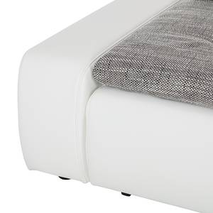 Canapé d'angle Grand Bahama Imitation cuir / Tissu structuré - Méridienne à monter à gauche ou à droite - Blanc / Gris clair