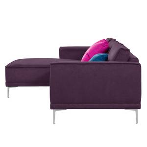 Ecksofa Grapefield Webstoff Aubergine - Longchair davorstehend links