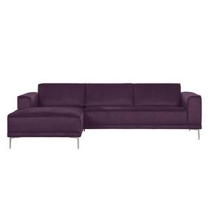 Ecksofa Grapefield Webstoff Aubergine - Longchair davorstehend links