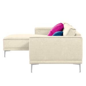 Ecksofa Grapefield Webstoff Ivory - Longchair davorstehend links