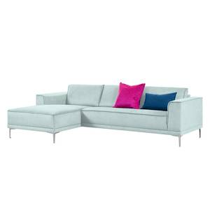 Ecksofa Grapefield Webstoff Hellblau - Longchair davorstehend links