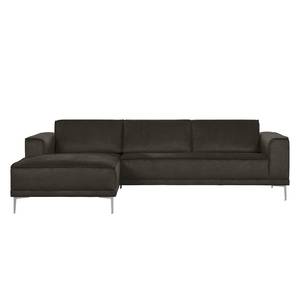 Ecksofa Grapefield Webstoff Kaffeebraun - Longchair davorstehend links