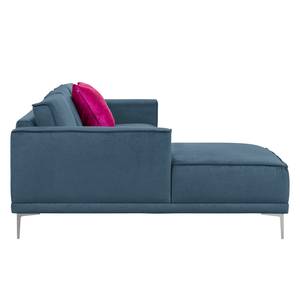 Ecksofa Grapefield Webstoff Meerblau - Longchair davorstehend links