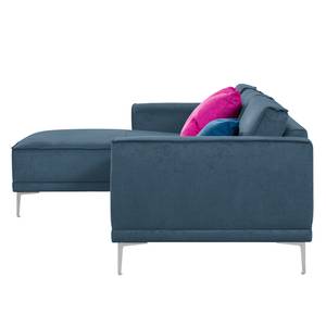 Ecksofa Grapefield Webstoff Meerblau - Longchair davorstehend links