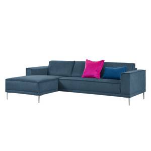 Ecksofa Grapefield Webstoff Meerblau - Longchair davorstehend links