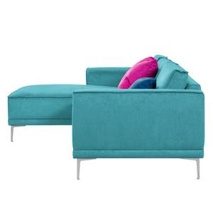 Ecksofa Grapefield Webstoff Mittelblau - Longchair davorstehend links