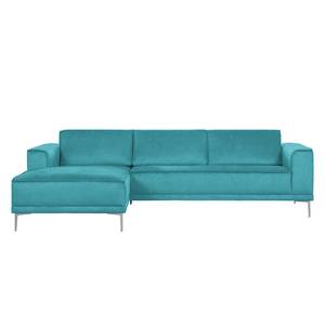 Ecksofa Grapefield Webstoff Mittelblau - Longchair davorstehend links