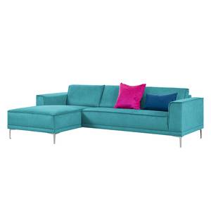 Ecksofa Grapefield Webstoff Mittelblau - Longchair davorstehend links