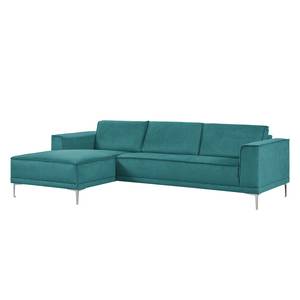 Ecksofa Grapefield Webstoff Petrol - Longchair davorstehend links