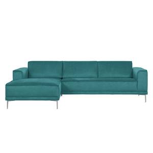 Ecksofa Grapefield Webstoff Petrol - Longchair davorstehend links