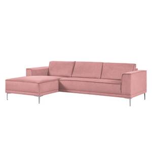 Ecksofa Grapefield Webstoff Rosé - Longchair davorstehend links