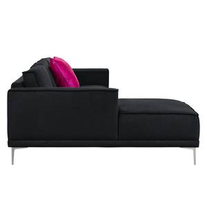 Ecksofa Grapefield Webstoff Schwarz - Longchair davorstehend links