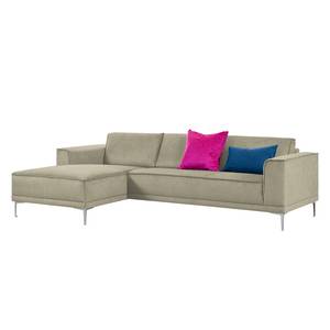 Ecksofa Grapefield Webstoff Warmes Beige - Longchair davorstehend links