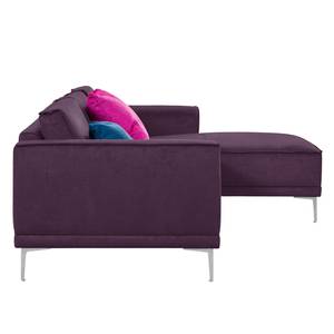 Ecksofa Grapefield Webstoff Aubergine - Longchair davorstehend rechts