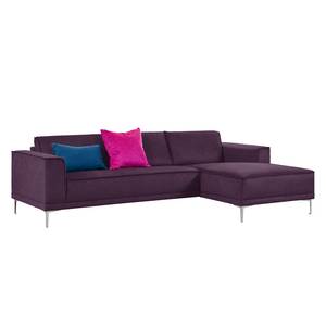 Ecksofa Grapefield Webstoff Aubergine - Longchair davorstehend rechts