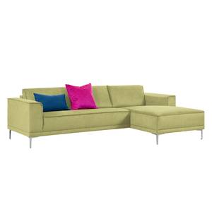 Ecksofa Grapefield Webstoff Avocado - Longchair davorstehend rechts