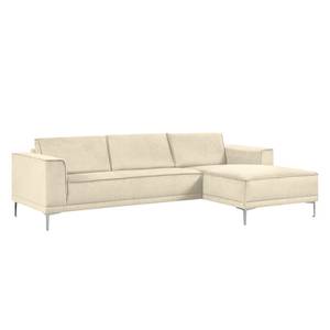 Ecksofa Grapefield Webstoff Creme - Longchair davorstehend rechts