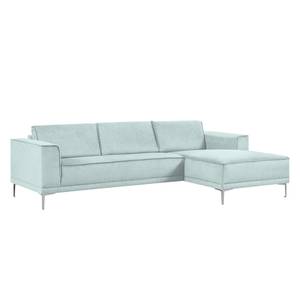 Ecksofa Grapefield Webstoff Hellblau - Longchair davorstehend rechts