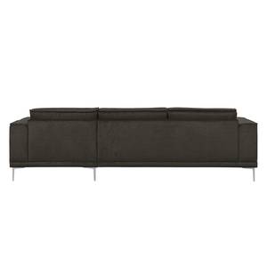 Ecksofa Grapefield Webstoff Kaffeebraun - Longchair davorstehend rechts