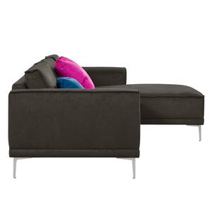 Ecksofa Grapefield Webstoff Kaffeebraun - Longchair davorstehend rechts