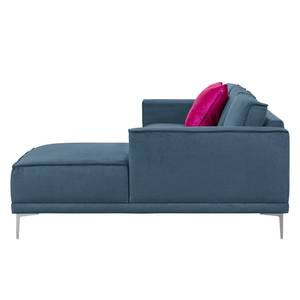 Ecksofa Grapefield Webstoff Meerblau - Longchair davorstehend rechts