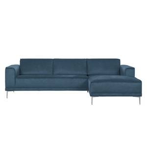 Ecksofa Grapefield Webstoff Meerblau - Longchair davorstehend rechts