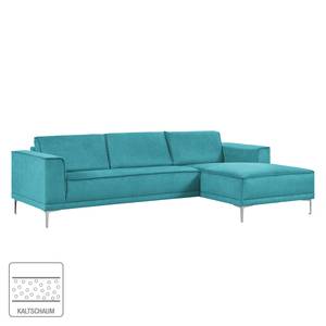 Ecksofa Grapefield Webstoff Mittelblau - Longchair davorstehend rechts