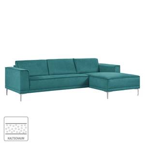 Ecksofa Grapefield Webstoff Petrol - Longchair davorstehend rechts