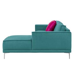 Ecksofa Grapefield Webstoff Petrol - Longchair davorstehend rechts