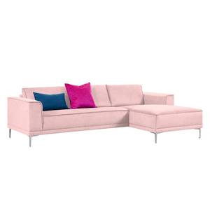 Ecksofa Grapefield Webstoff Rosa - Longchair davorstehend rechts