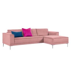 Ecksofa Grapefield Webstoff Rosé - Longchair davorstehend rechts