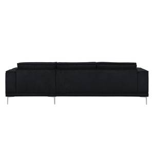 Ecksofa Grapefield Webstoff Schwarz - Longchair davorstehend rechts