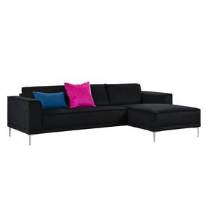 Ecksofa Grapefield Webstoff Schwarz - Longchair davorstehend rechts