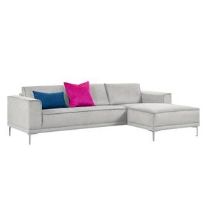 Ecksofa Grapefield Webstoff Silber - Longchair davorstehend rechts