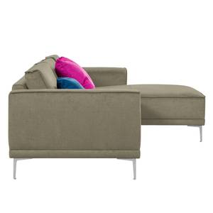 Ecksofa Grapefield Webstoff Taupe - Longchair davorstehend rechts