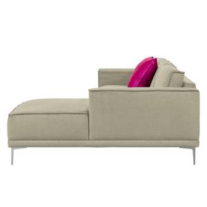 Ecksofa Grapefield Webstoff Warmes Beige - Longchair davorstehend rechts