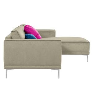 Ecksofa Grapefield Webstoff Warmes Beige - Longchair davorstehend rechts