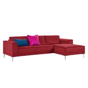 Ecksofa Grapefield Webstoff Weinrot - Longchair davorstehend rechts