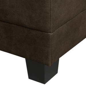 Canapé d'angle Greenwood Aspect cuir vieilli - Expresso - Méridienne courte à gauche (vue de face)
