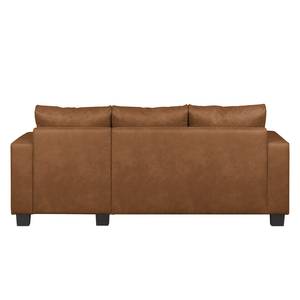 Ecksofa Greenwood Antiklederlook Cognac - Longchair davorstehend rechts