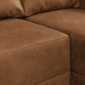 Ecksofa Greenwood Antiklederlook Cognac - Longchair davorstehend rechts