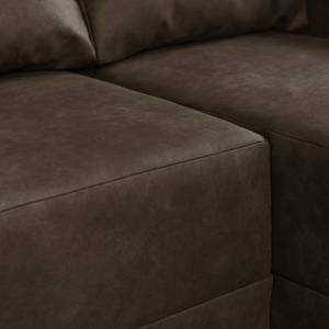 Canapé d'angle Greenwood Aspect cuir vieilli - Expresso - Méridienne courte à droite (vue de face)