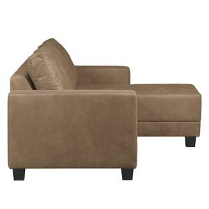 Ecksofa Greenwood Antiklederlook Schlamm - Longchair davorstehend rechts