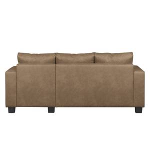 Ecksofa Greenwood Antiklederlook Schlamm - Longchair davorstehend rechts