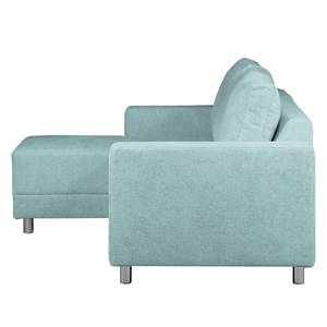 Hoekbank Greenwood II geweven stof Pastelblauw - Longchair vooraanzicht links