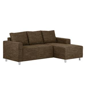 Ecksofa Greenwood Strukturstoff Lawan: Braun - Longchair davorstehend rechts