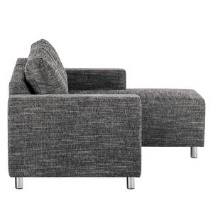 Ecksofa Greenwood Strukturstoff Lawan: Schwarz - Longchair davorstehend rechts