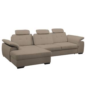 Ecksofa Halsey Strukturstoff - Cappuccino - Longchair davorstehend links